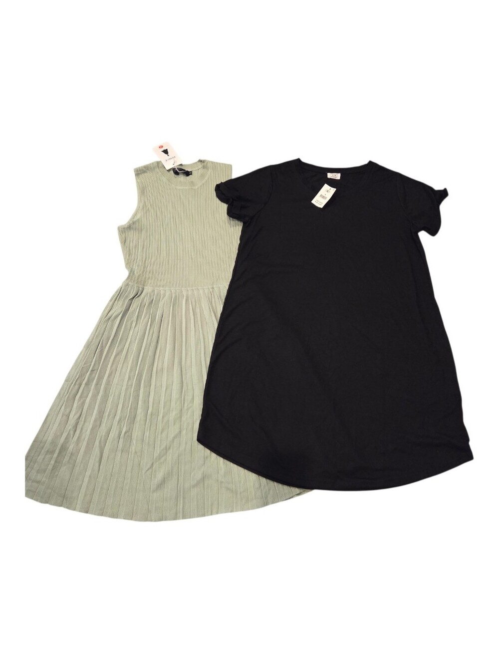Cotton On Tshirt Dress, Black Size Small. Sage Green, Knit, Ribbed/pleated Dress